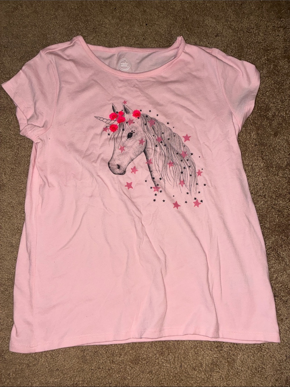 Girls' Short-Sleeve Pink Unicorn Graphic Tee